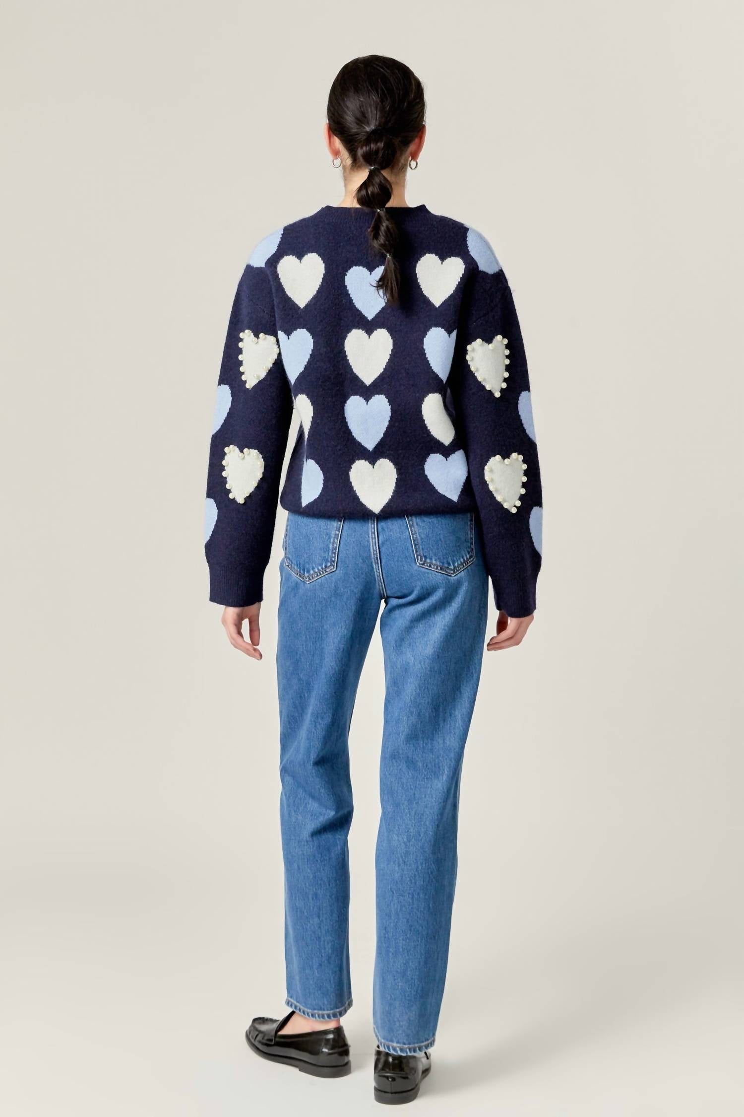 English Factory - Dolly Heart And Pearl Sweater