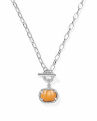 Kendra Scott Women's Pumpkin Link And Chain Necklace in silver orange mother of pearl 1 - women's jewelry