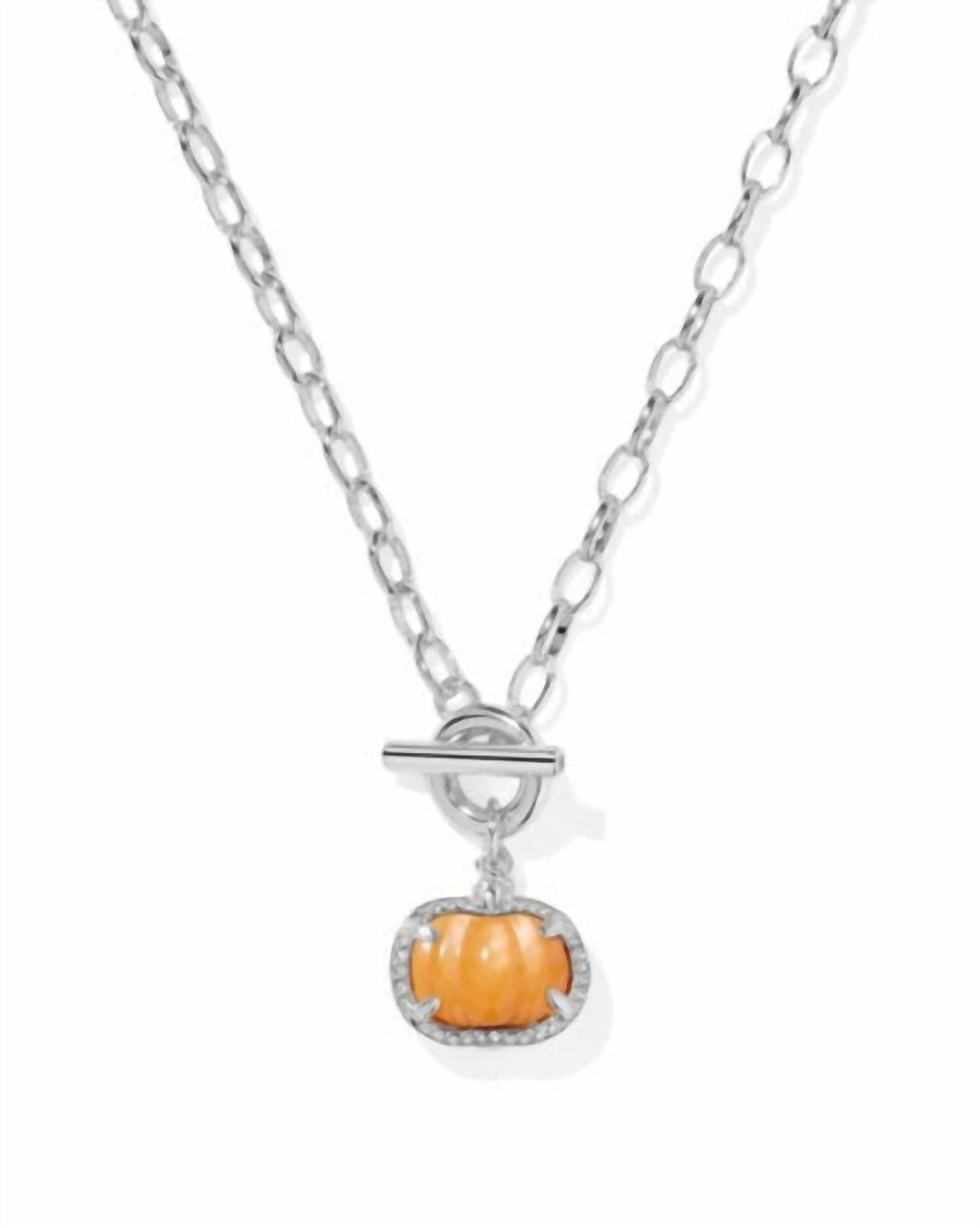 Kendra Scott Women's Pumpkin Link And Chain Necklace in silver orange mother of pearl 1 - women's jewelry