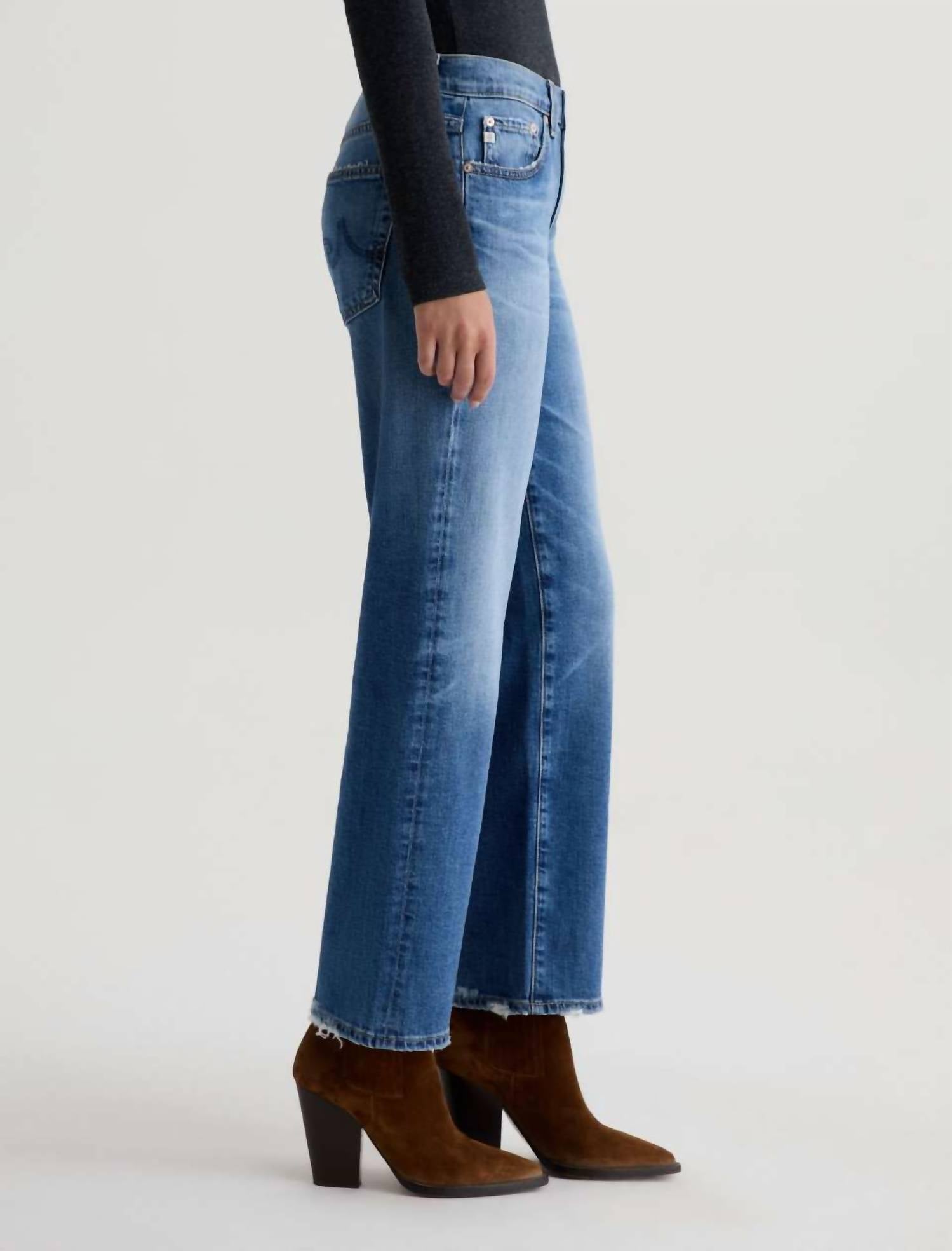 AG Jeans Brinley Mid Rise Straight Jean in 17 years mystery - women's jeans - detail view