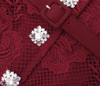Self-Portrait - Burgundy Lace Midi Dress
