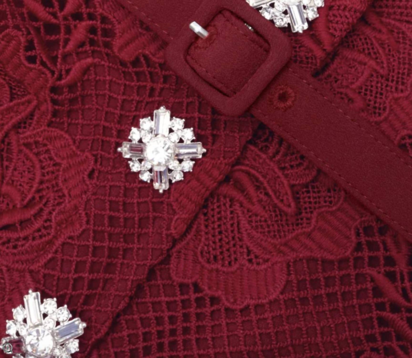 Self-Portrait - Burgundy Lace Midi Dress