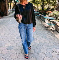 Joe's Jeans Everyday Long Sleeve Blouse in black - women's blouse