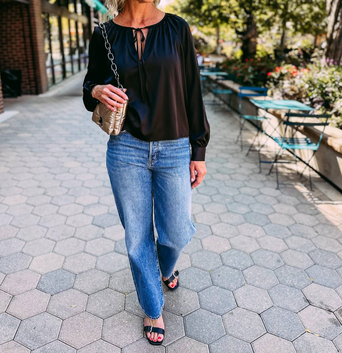 Joe's Jeans Everyday Long Sleeve Blouse in black - women's blouse