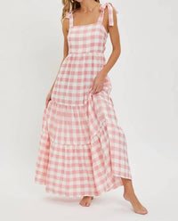 Sweet Lovely By Jen - Gingham Maxi Dress