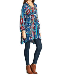 Velzera - Geometric V-neck Mini Dress