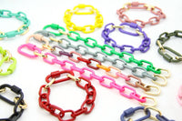 Woman Shops World - Women's Neon Rainbow Luxe Link Enamel Chain Bracelet