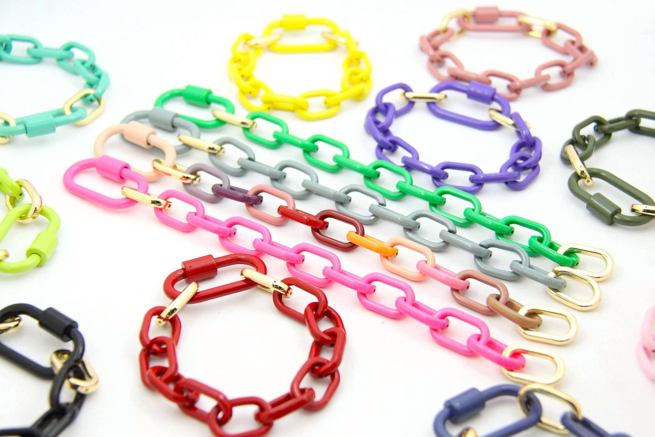 Woman Shops World - Women's Neon Rainbow Luxe Link Enamel Chain Bracelet