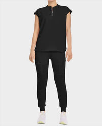 Healing Hands - Sandy Zip Mandarin Collar Top