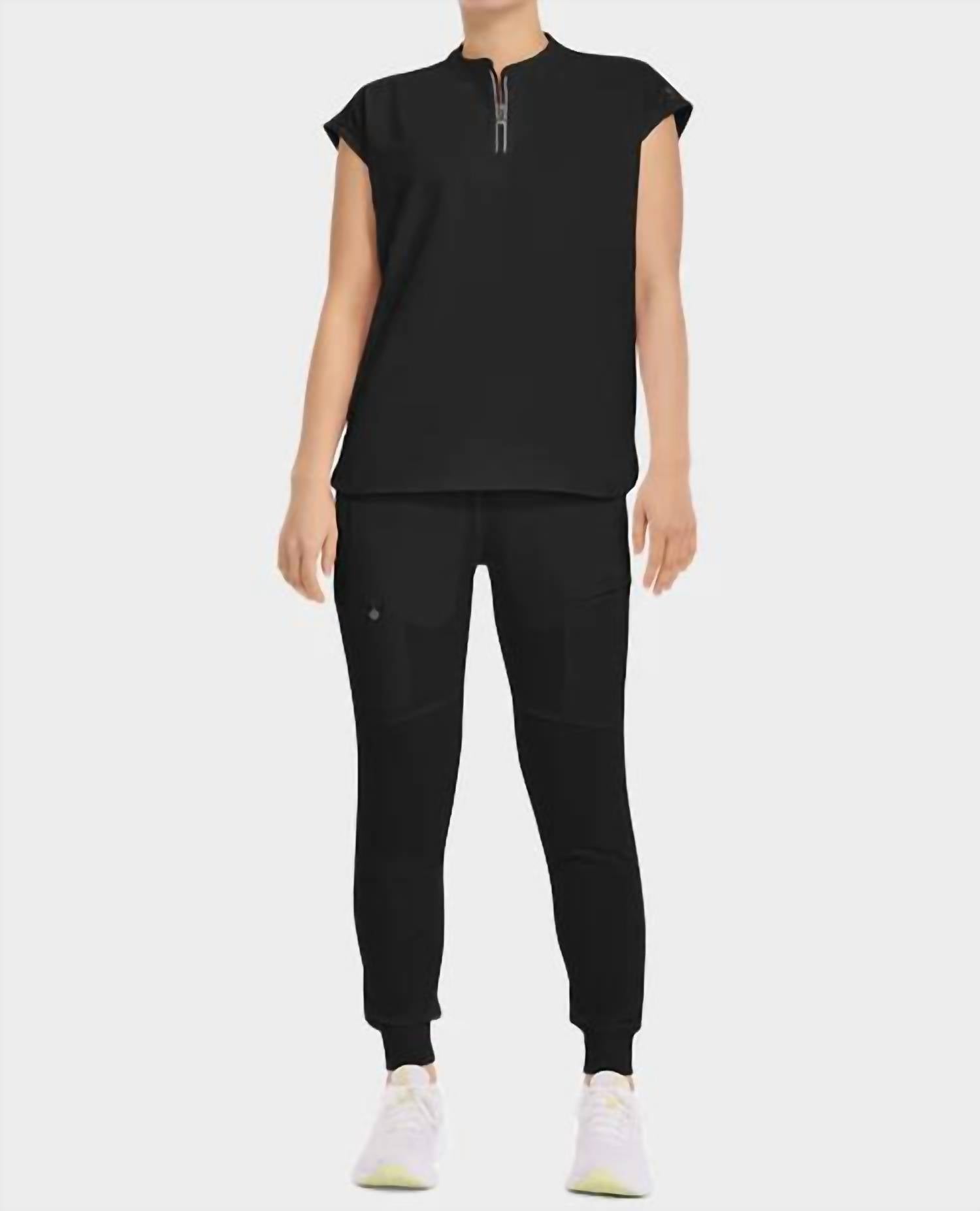 Healing Hands - Sandy Zip Mandarin Collar Top