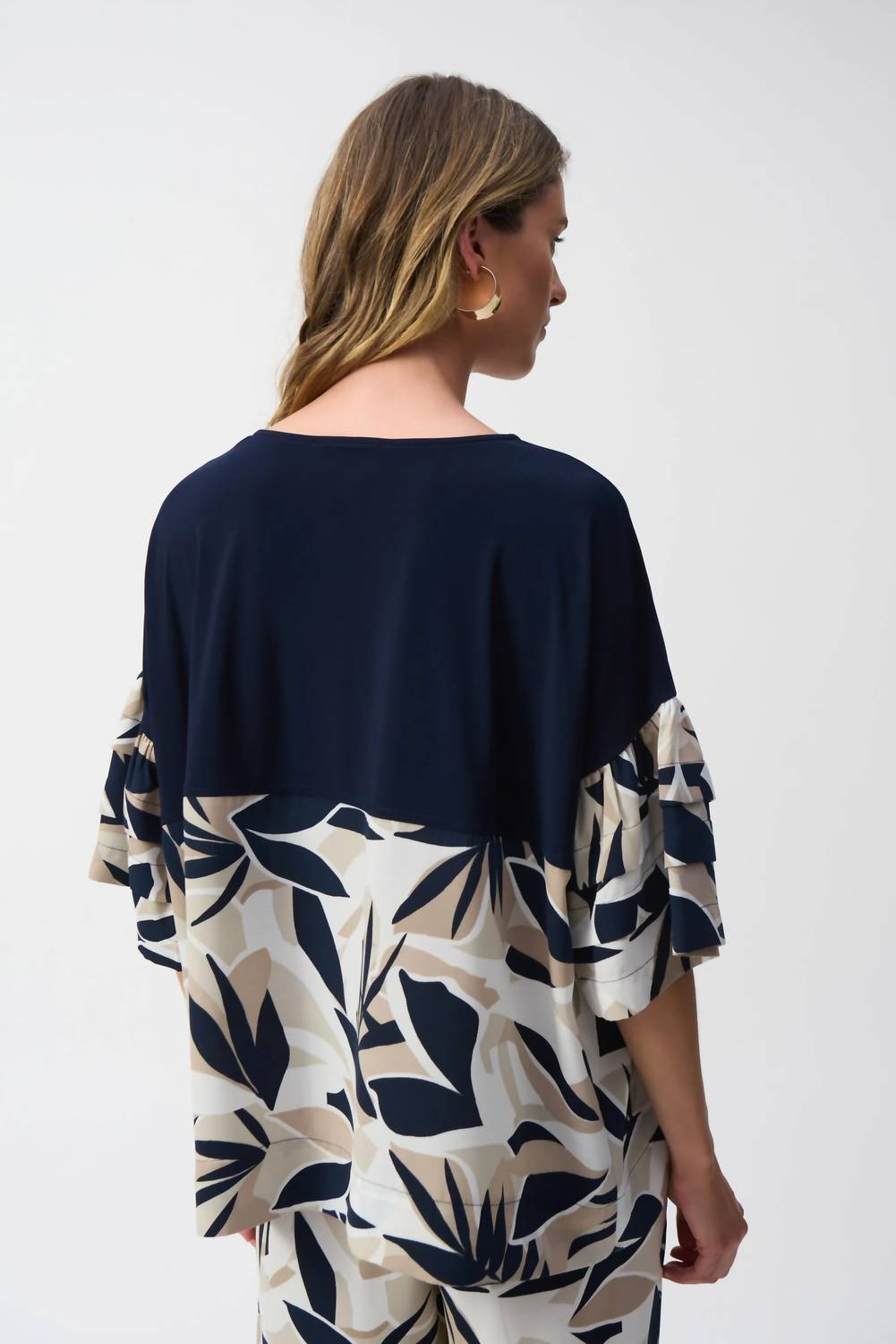 Joseph Ribkoff - Tropical Print 3/4 Sleeves Boxy Top