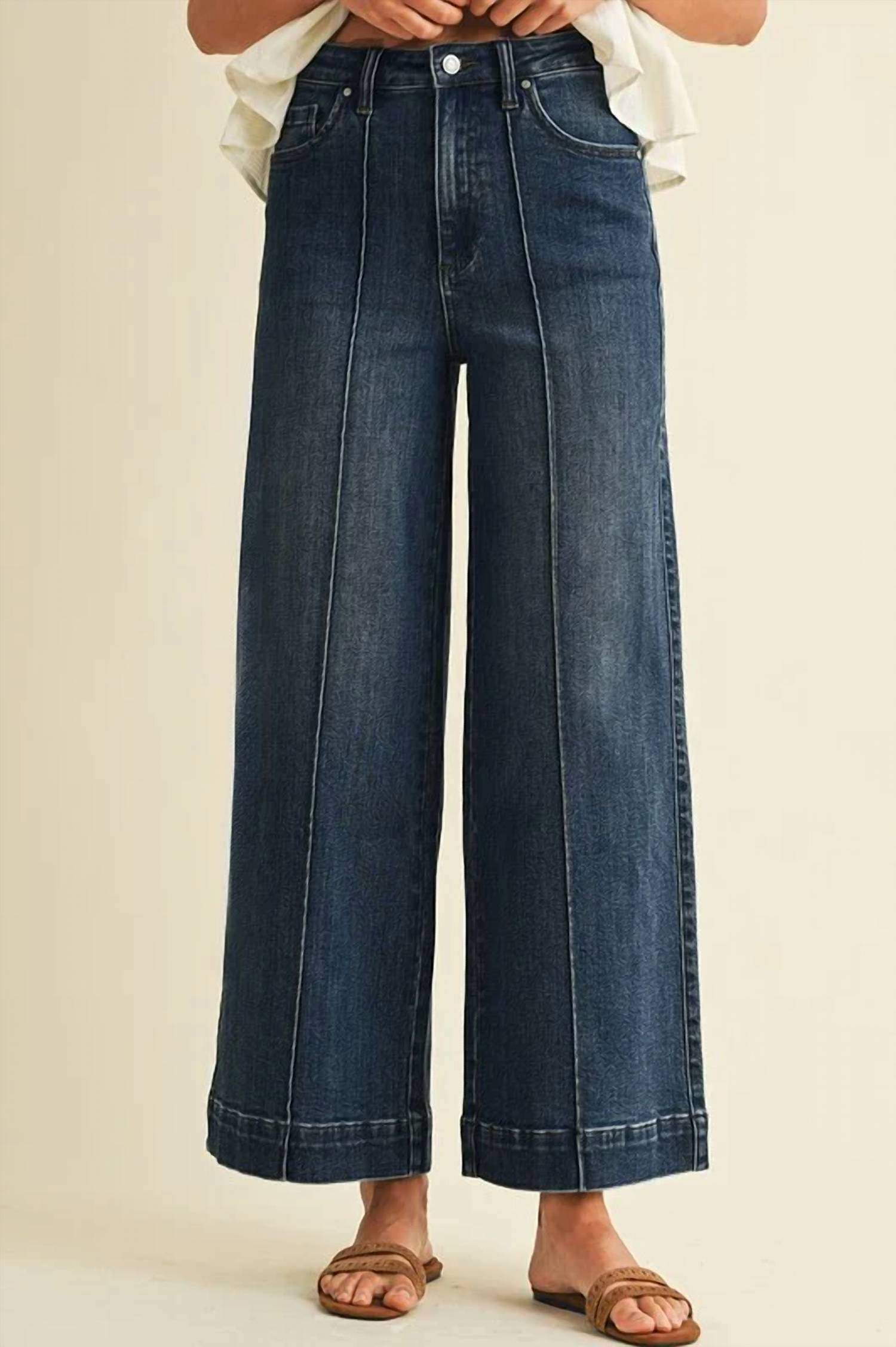 Anniewear - Kelsey Pin Tuck Wide Leg Jeans