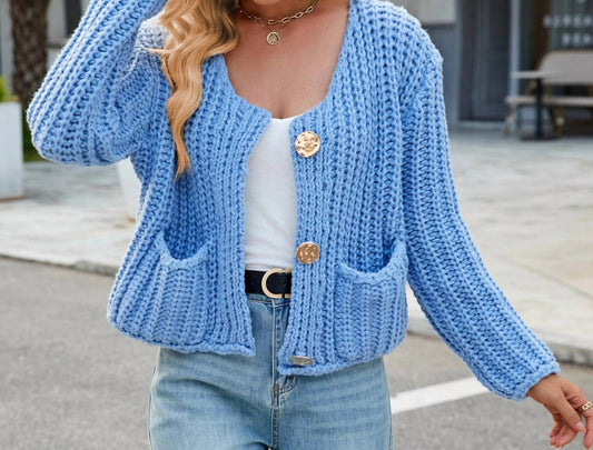 Masyal - Caroline Casual Thick Solid Knitted Cardigan
