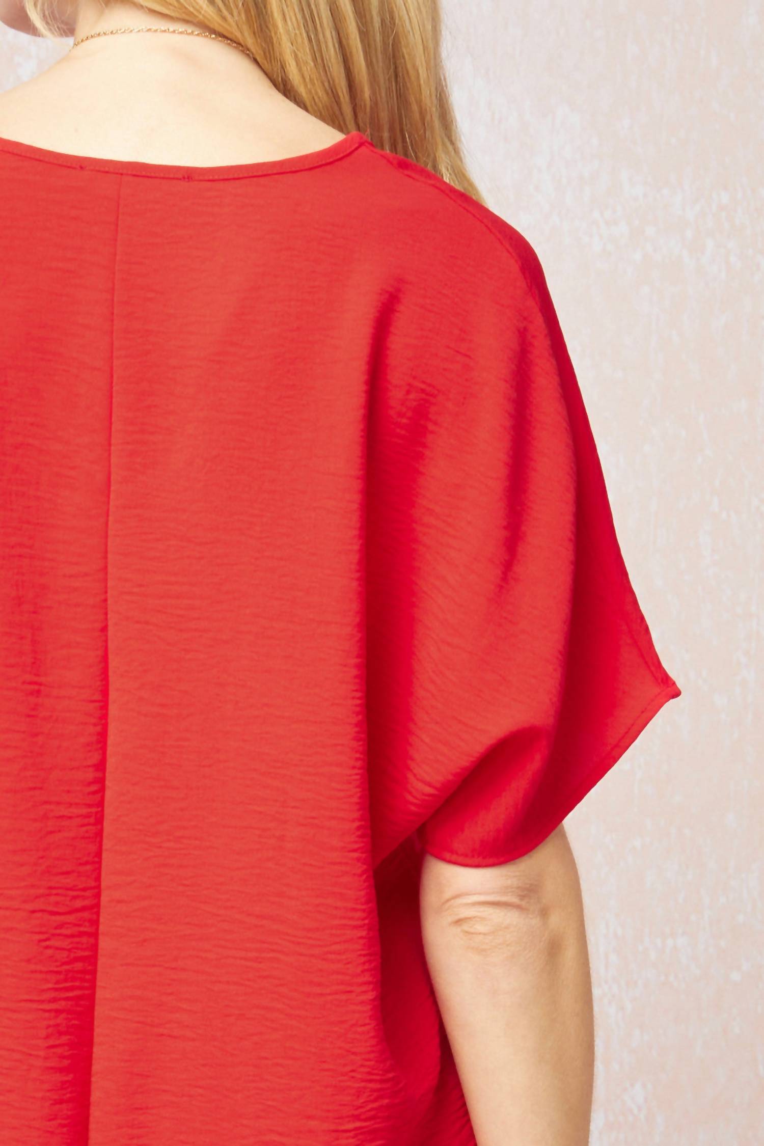 entro Solid V-neck Top in red - women's t-shirt - view 5