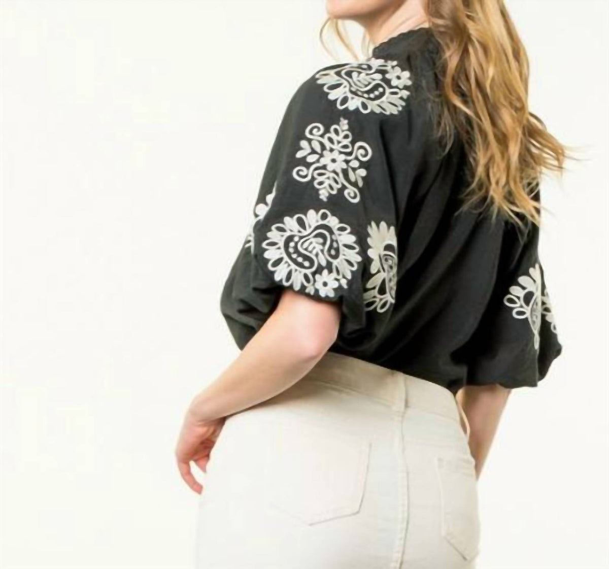 Thml - Embroidered Puff Sleeve Top