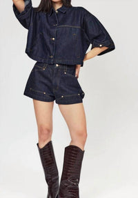 Habitual Cape Denim Jacket in mantra - women's jacket - detail view
