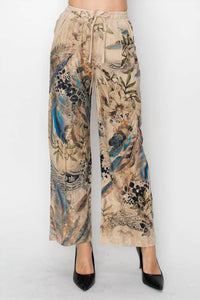 Origami - Relaxed Lace Patchwork Pants With Elastic Drawstring