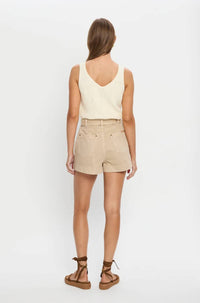 KIVARI Pippa Denim Short in sand - women's shorts - detail view
