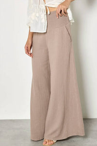 Apricot - Women's Cotton Weave Wide Leg Trouser