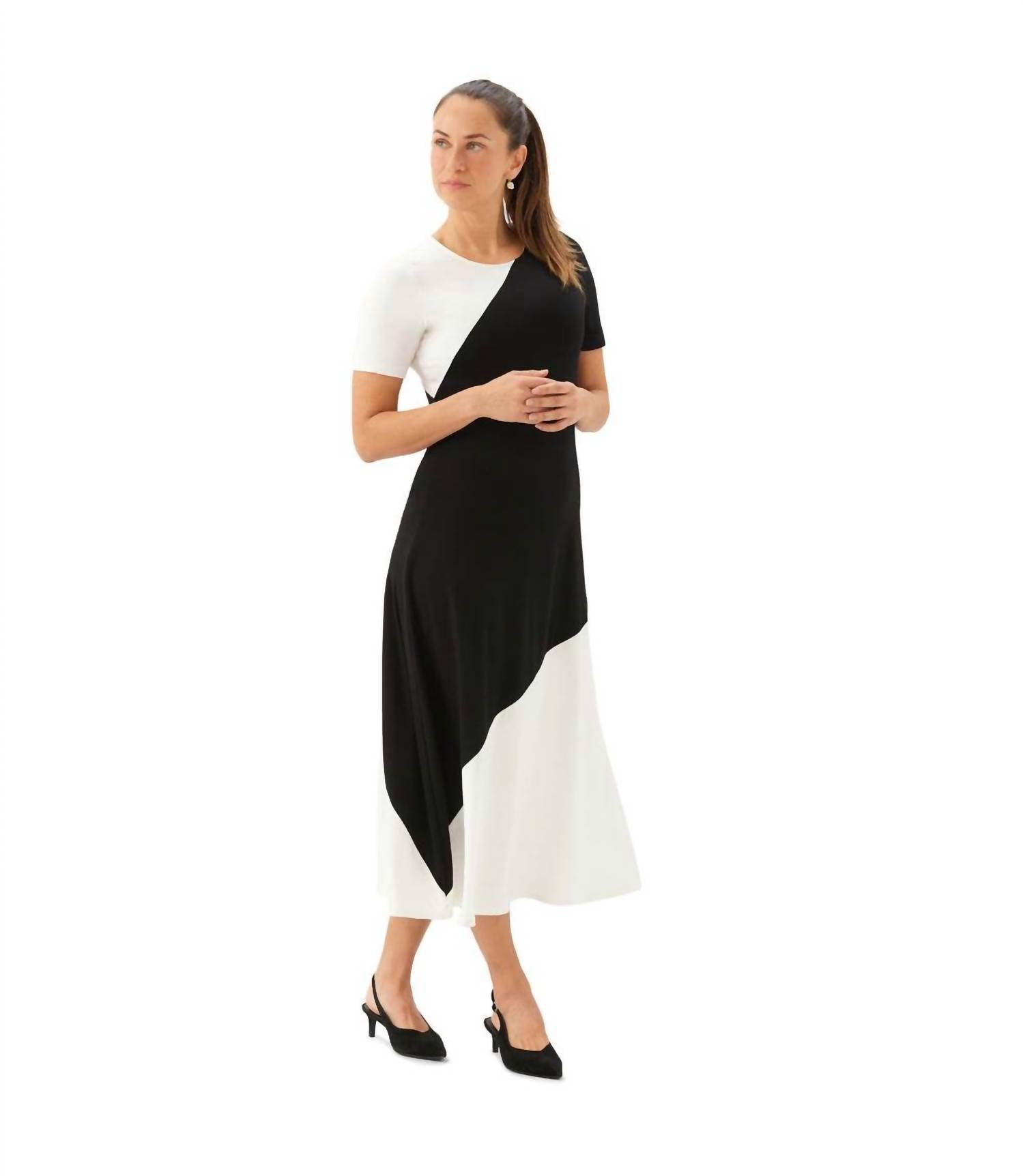 Karen Kane - Short Sleeve Contrast Midi Dress