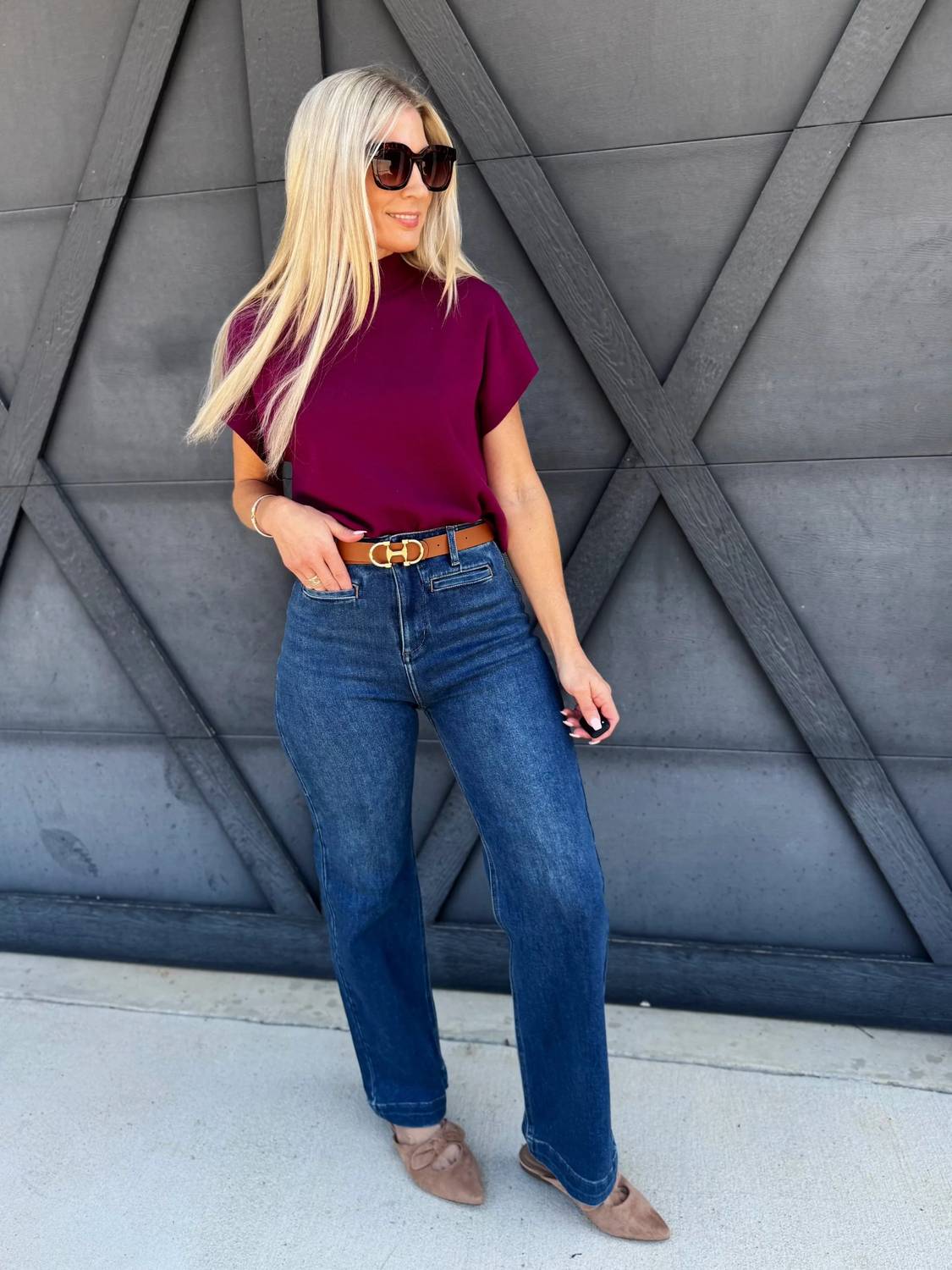 L.T.J - Pintuck Wide Leg Jeans