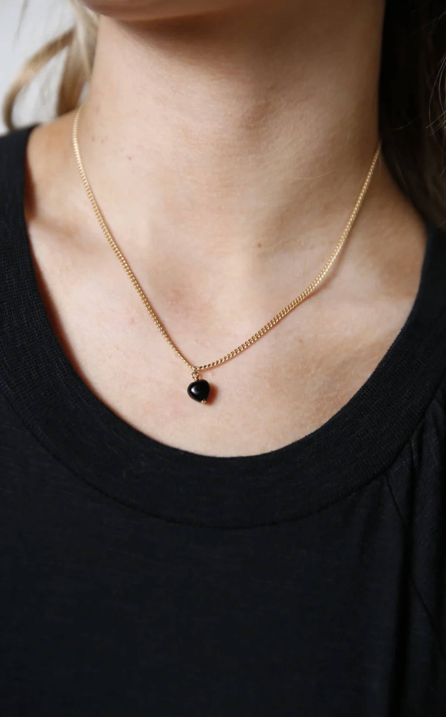 Able - Women's Onyx Heart Pendant Necklace