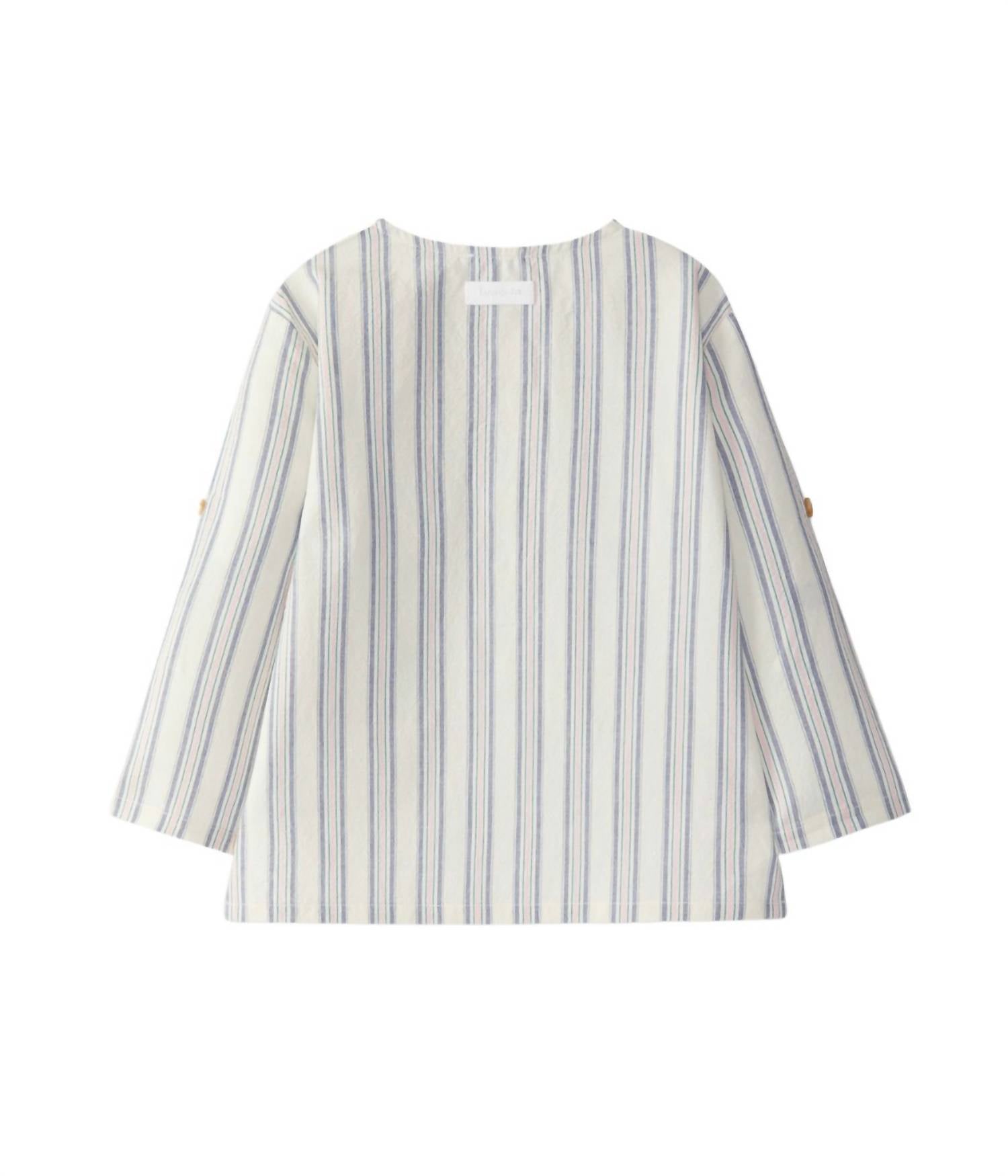 Laranjinha - Boy's Mandarin Collar Striped Shirt