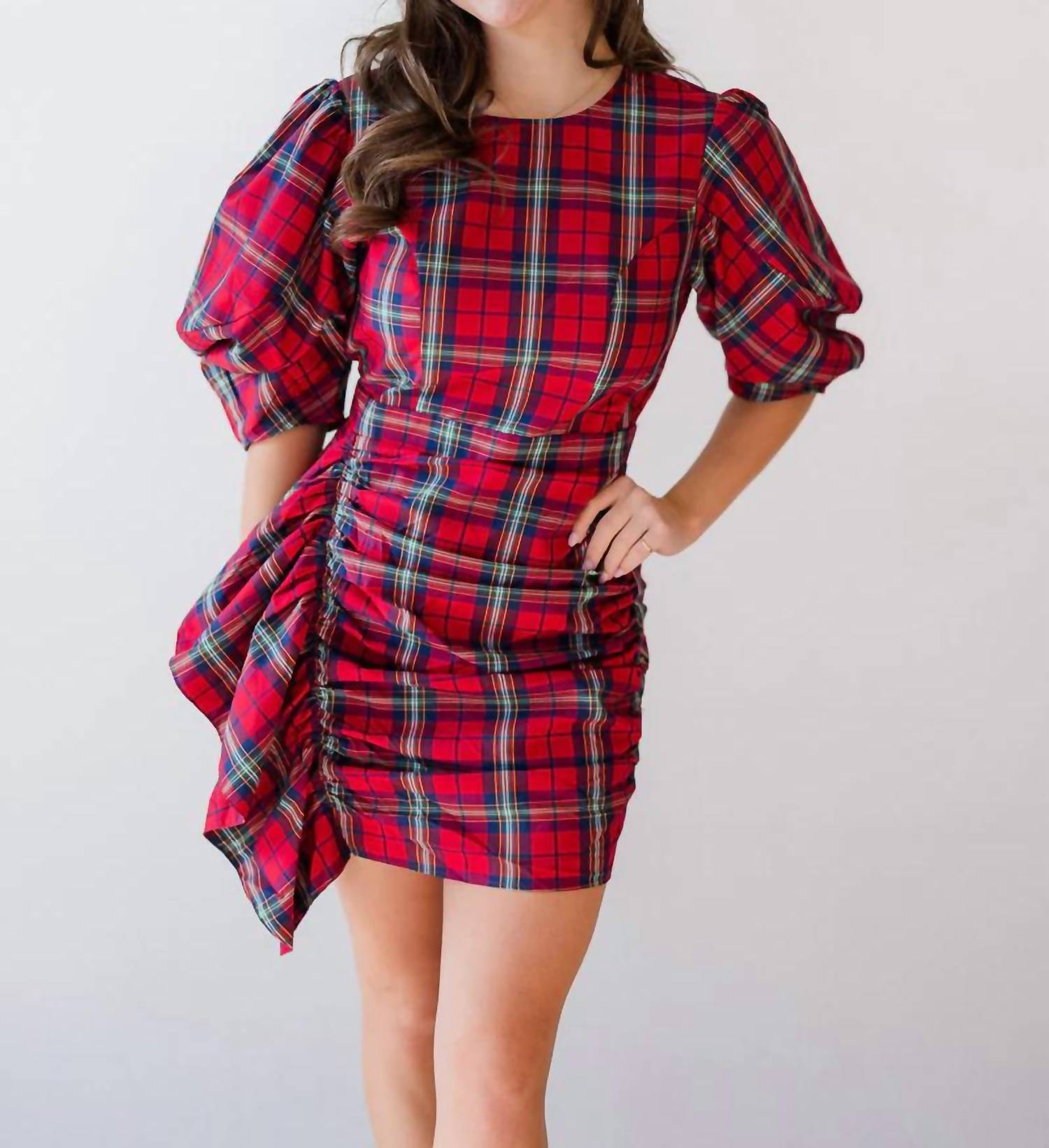 Tcec - Puff Sleeve Cascading Mini Dress