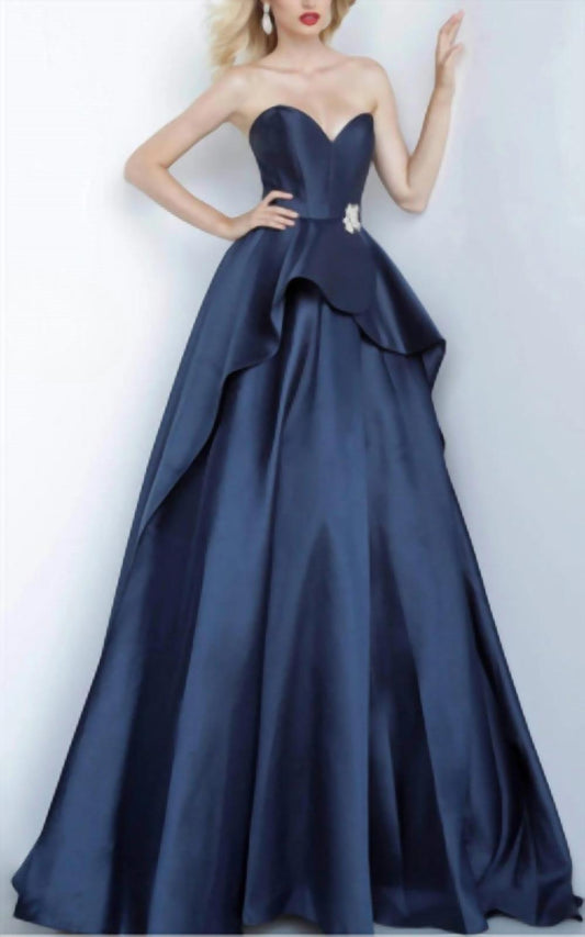 Jovani - Jovani Strapless Ballgown With Peplum