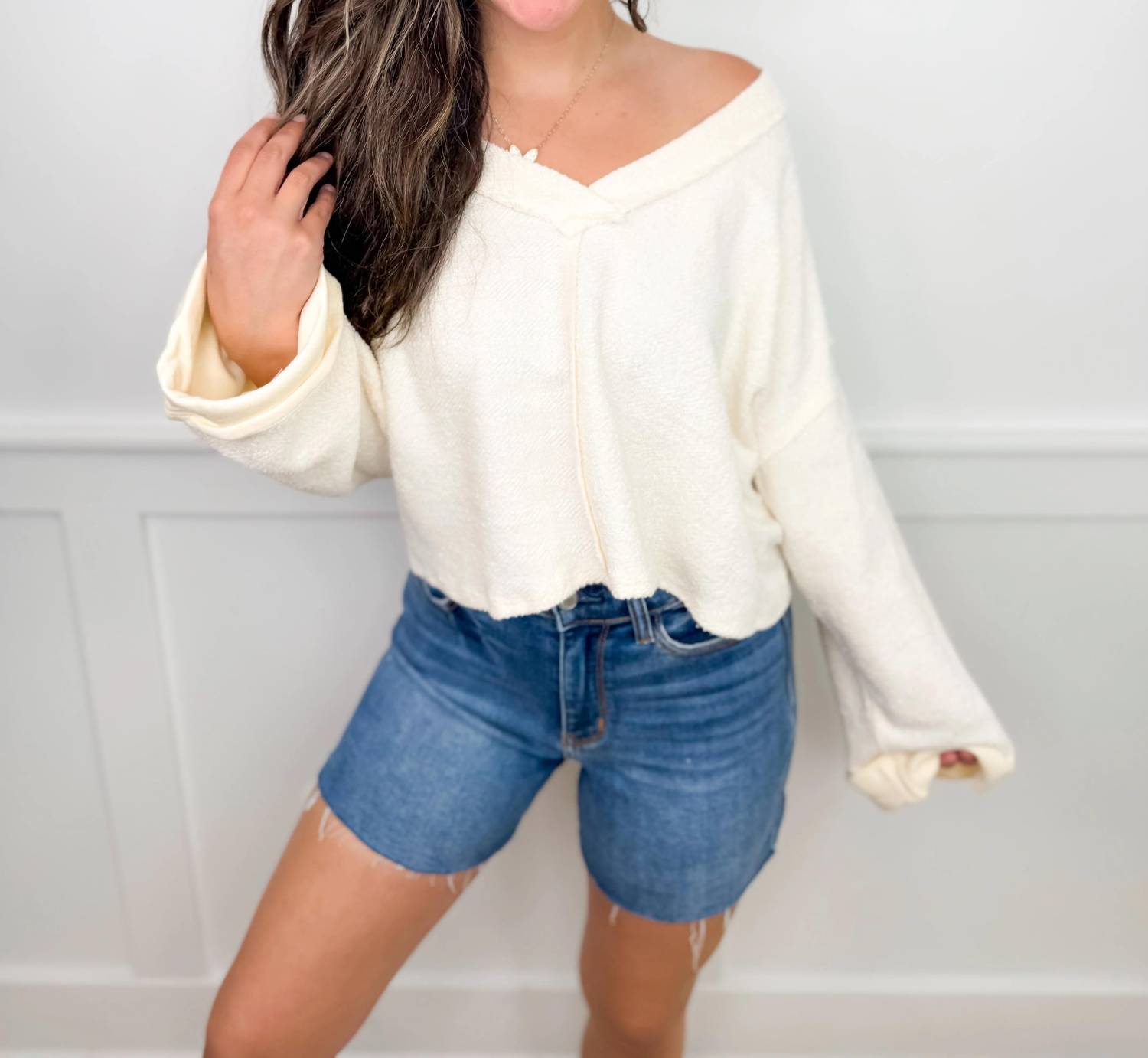 Bucketlist - Cutout Back Adjustable Tie Pullover Crop Top