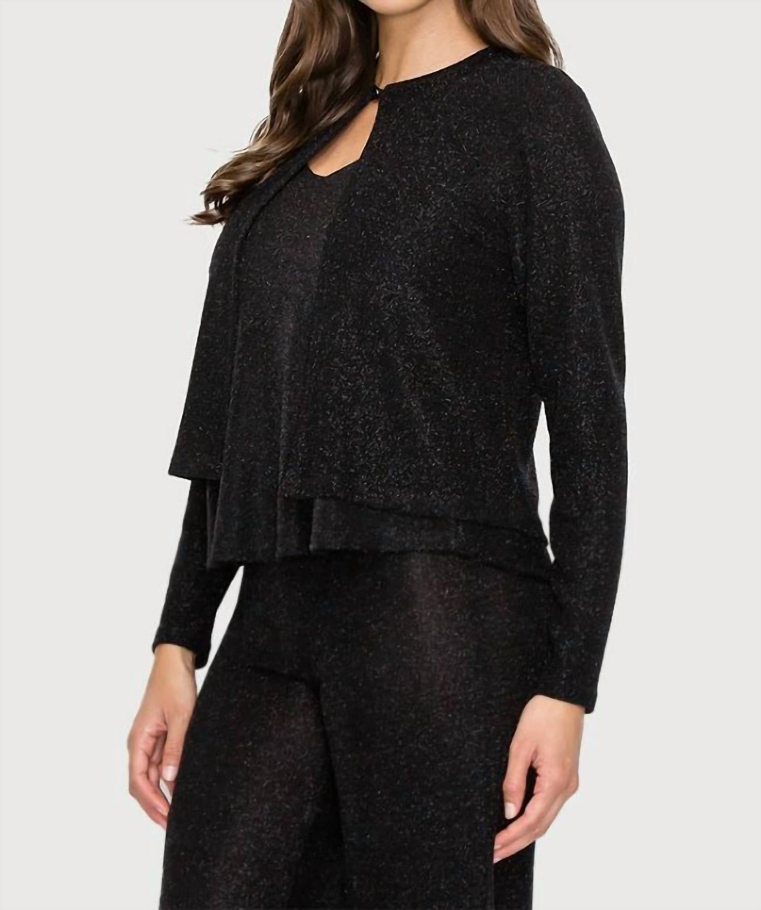 Glitter Top Button Cardigan