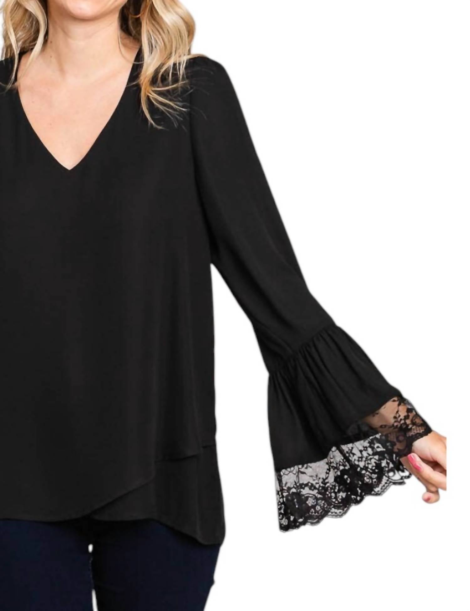 Cotton Bleu - Plus Size Soft Lace Sleeve Top