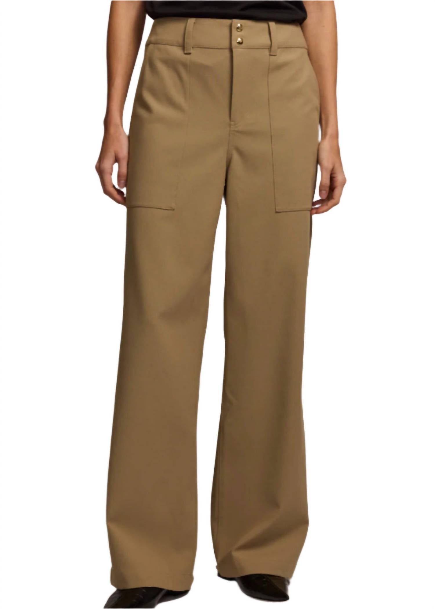 Hinson Wu Kelly Traveler's Twill Pants in khaki - women's pants - detail view