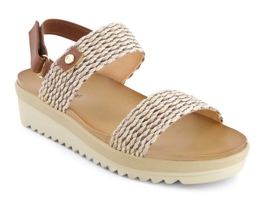 Andrea - Women's Flat Sandals With Hook And Loop Sling And Serrated Sole