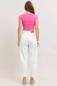 Judy Blue Rigid High Rise Barrel Jeans in white - women's jeans - view 5