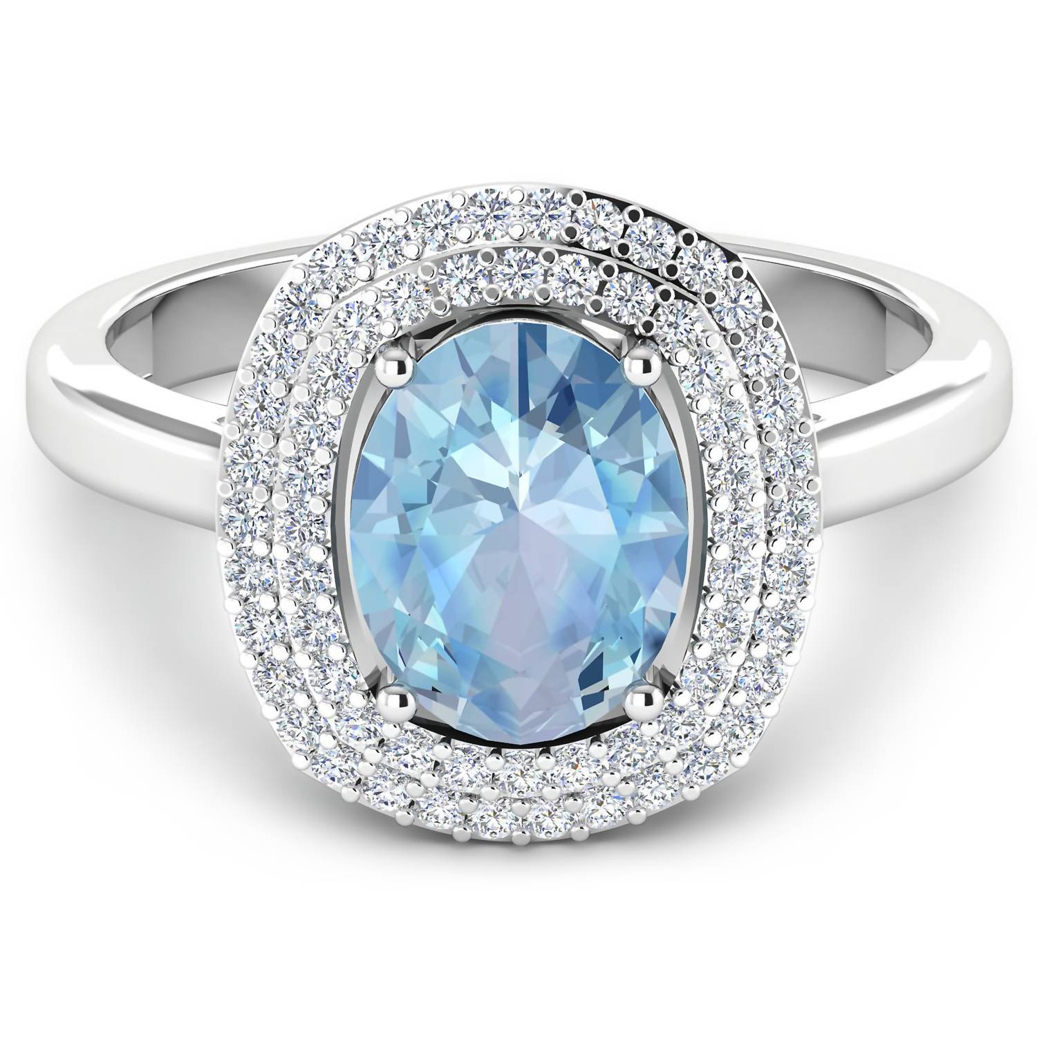 Diana M Jewels Women's Oval Natural Aquamarine Fashion Ring (1.68 Ct) - Classic in 14k white gold - women's jewelry