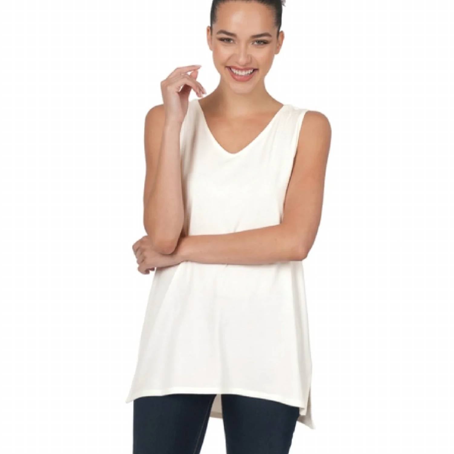 Zenana - Sleeveless Side Slit Top