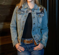 Madison Creek Outfitters Bison Beaded Jacket in aztec denim - women's jacket