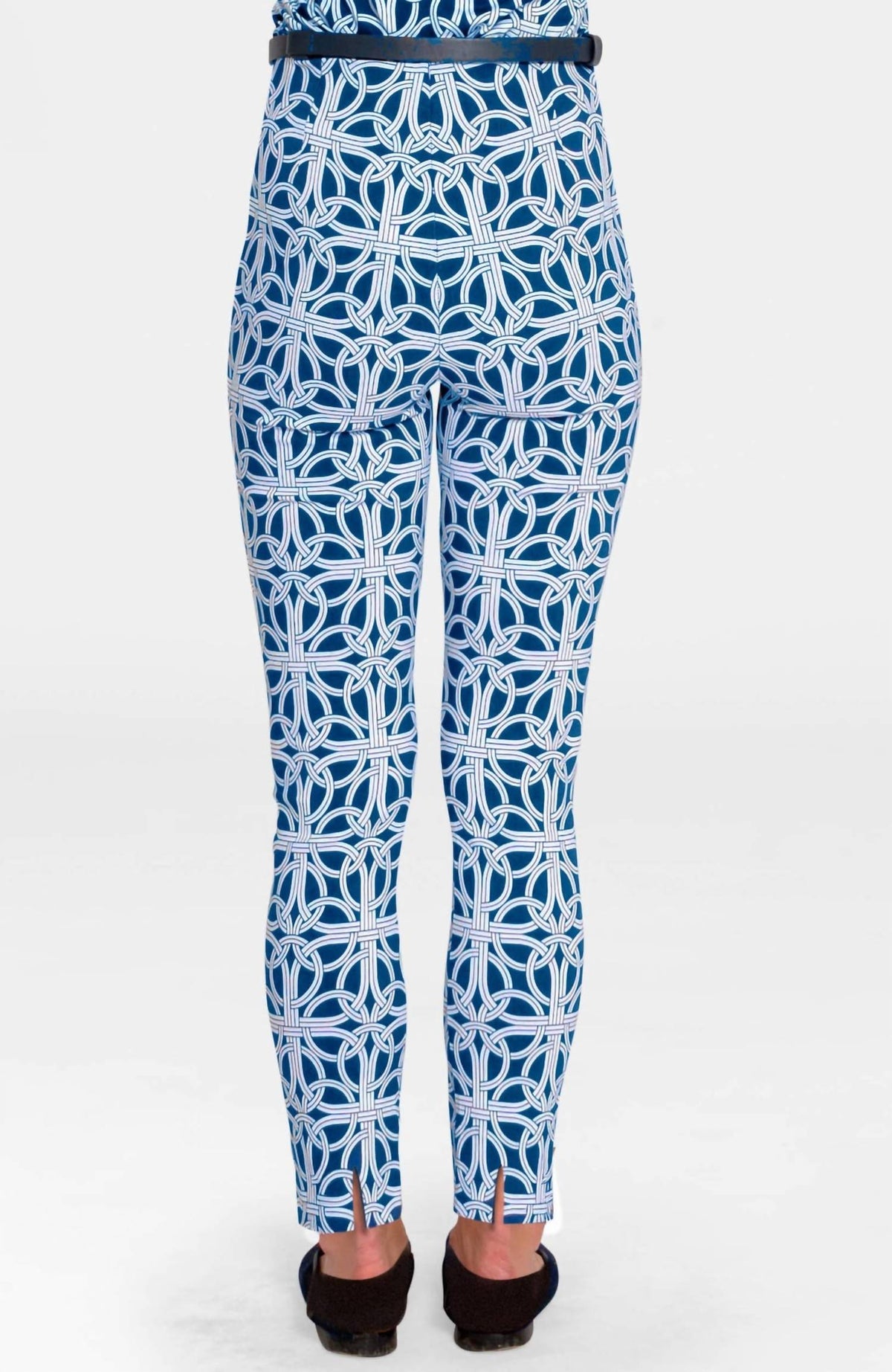 GRETCHEN SCOTT Gripeless Pull On Pants in ring toss navy - women's pants - detail view