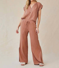 Bella Dahl - Linen Side Slit Wide Leg Pant