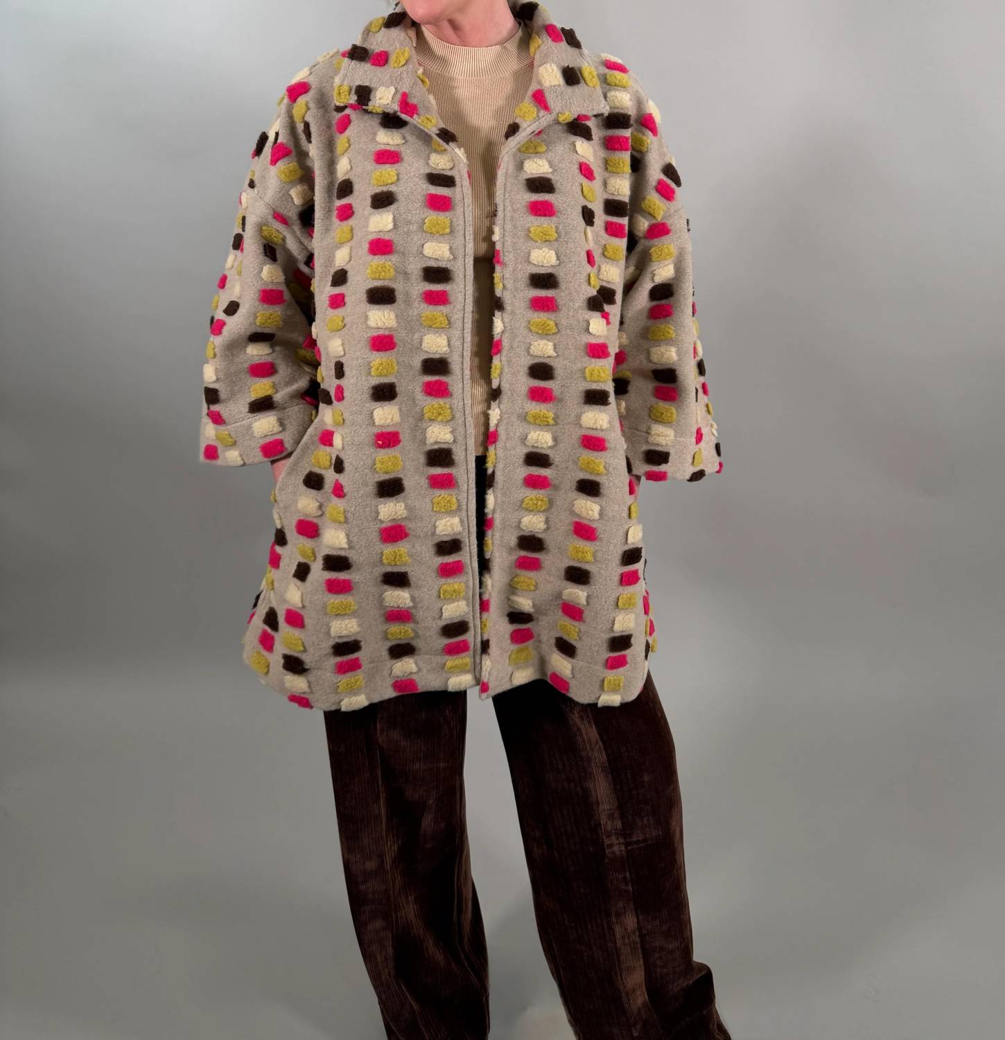 Ivy Jane - Textured Block Knit Mid-length Coat