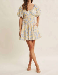In February - Spring Airy Watercolor Mini Dress