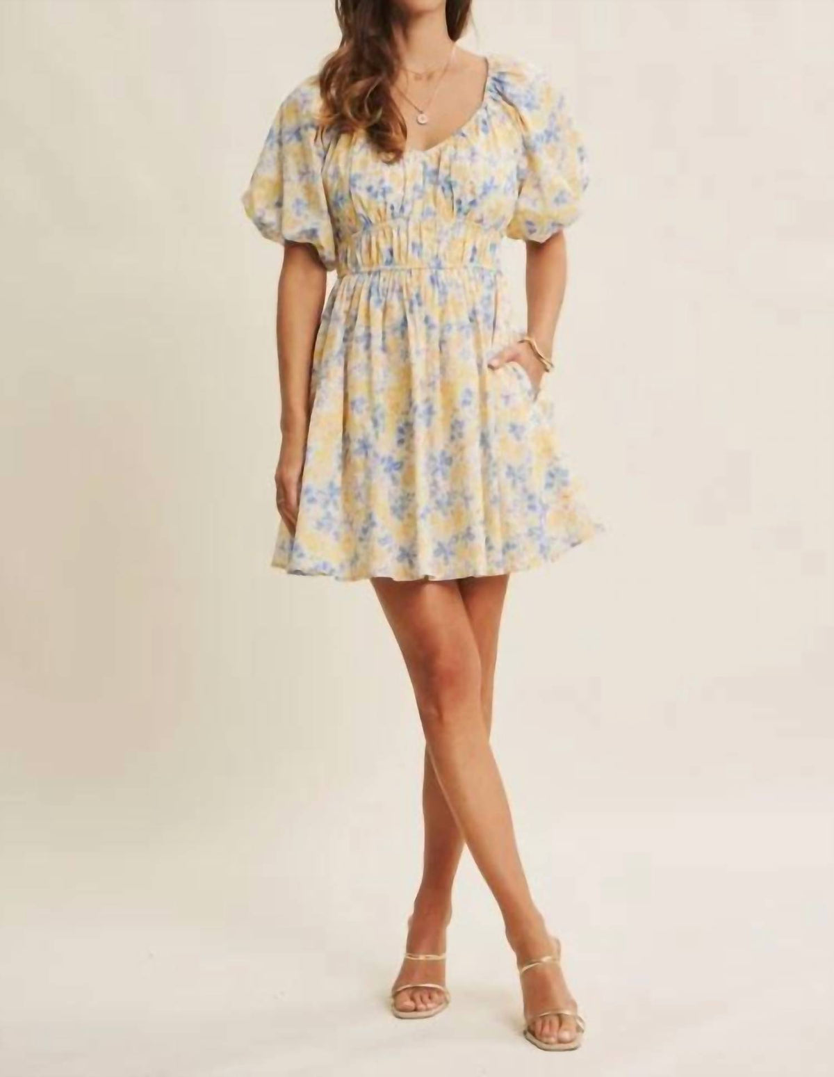 In February - Spring Airy Watercolor Mini Dress