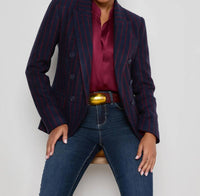 L'Agence Kenzie Pinstriped Blazer in midnight red pinstripe - women's jacket - view 5