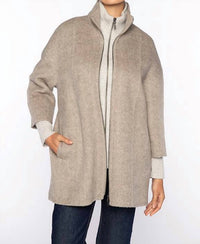 Kinross - Brushed Herringbone Zip Mock Coat