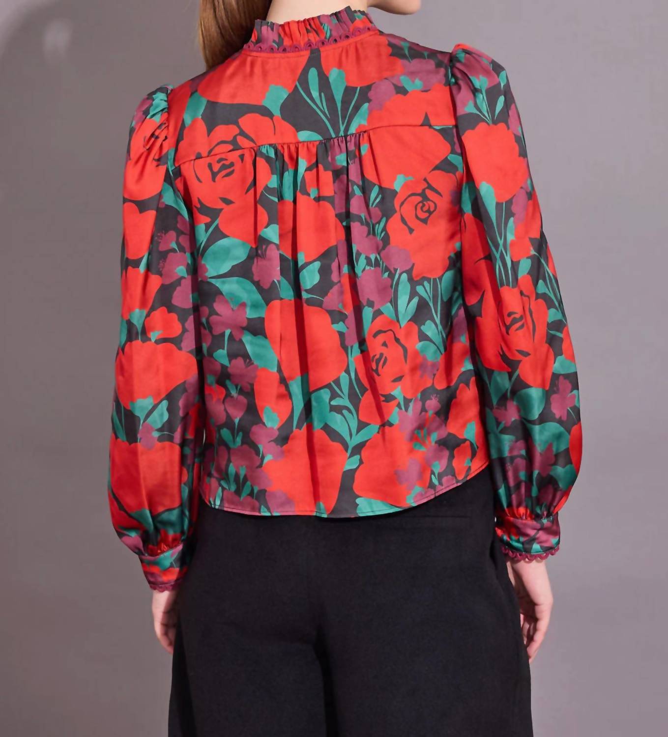 Alden Adair Oliver Legacy Floral Top in red - women's t-shirt - detail view