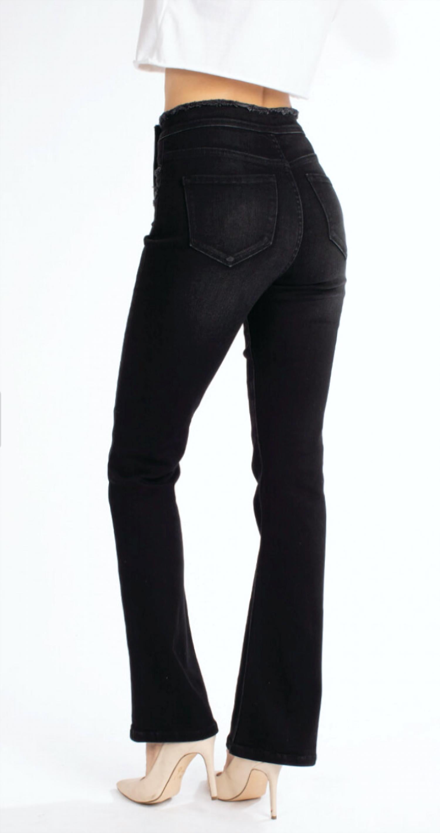 Kancan - High Rise Button Detail Flare Jeans
