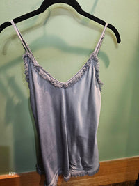 Made In Italy - Women's Silk Cami With Fringe
