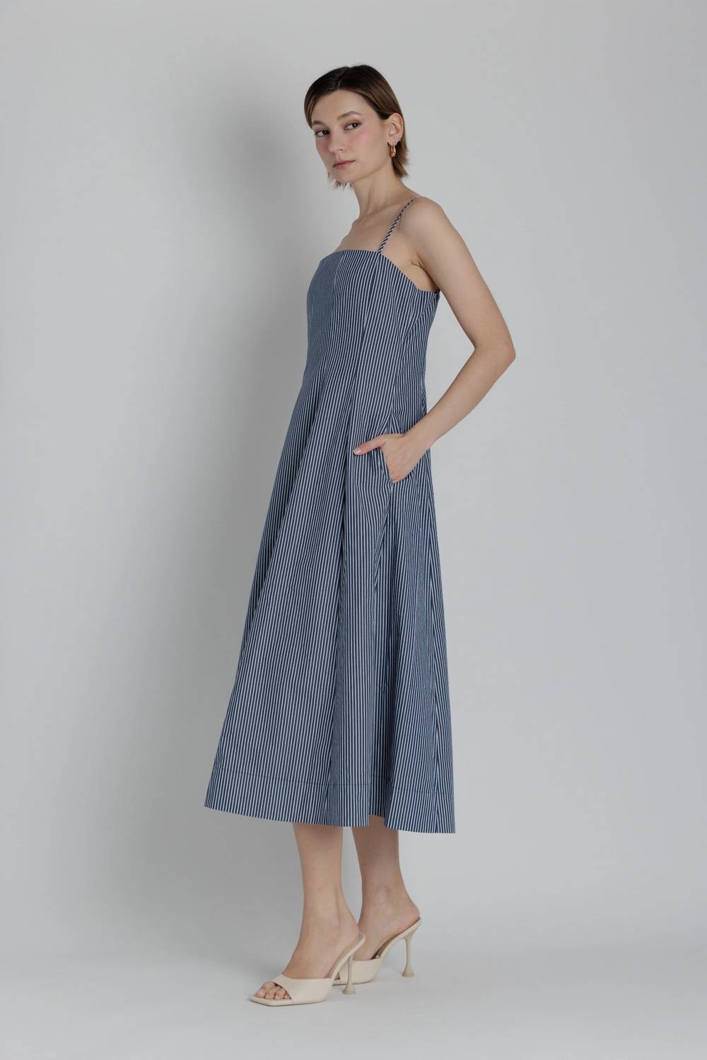 Aureum - Striped Panel Midi Dress
