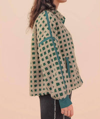 Very J - Oversized Checker Fleece Jacket